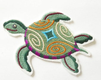 Tortue marine écusson patch broderie thermocollante