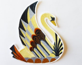 Large art nouveau swan, iron-on patch