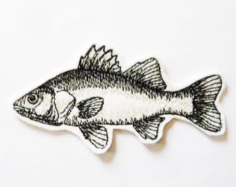 Patch pour les pêcheurs (2 modèles) ! Poisson (white perch), écusson, broderie thermocollante