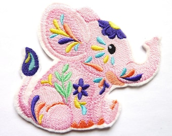 Elephant badge (2 different shades) floral pink