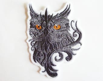 Applique embroidery patch owl cat eyes