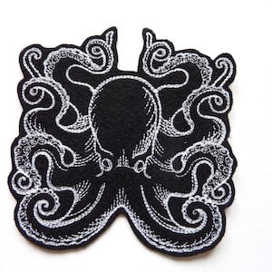 Patch (2 models) embroidery octopus iron-on patch
