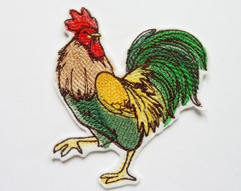 Rooster machine embroidery, iron-on patch