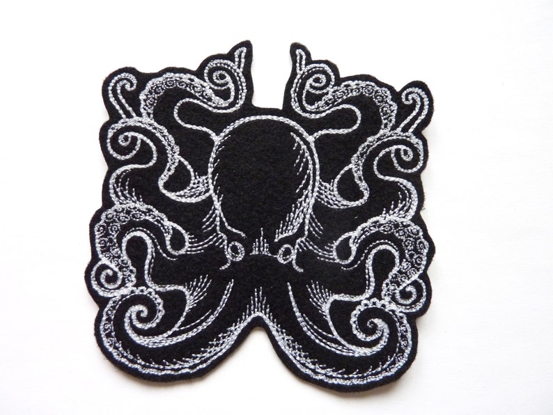 Patch 2 models embroidery octopus iron-on patch image 1