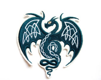 Celtic dragon iron-on patch