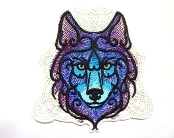 Celtic wolf head patch