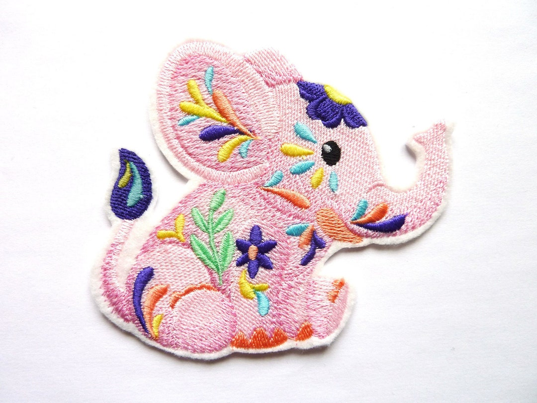 Elephant Badge (2 Different Shades) Floral Pink - Etsy