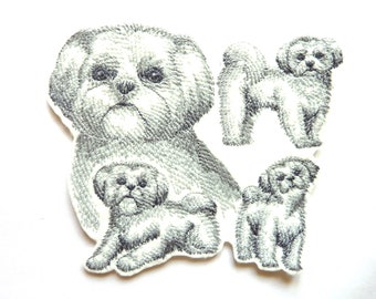 Iron-on shih tzu dog sketch