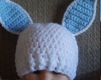 Crocheted Bunny Hat, Easter Bunny Hat, Rabbit Hat, Ready To Ship, Easter Photo Prop, Rabbit Photo Prop, Baby Shower Gift, Infant Easter Hat