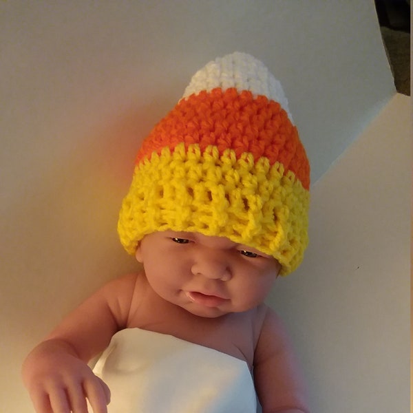 Crocheted Candy Corn Hat, Candy Corn, Halloween Hat, Baby Photo Prop, Ready To Ship, Newborn Costume Hat, Candy Korn Hat, Corn Hat, Baby Hat