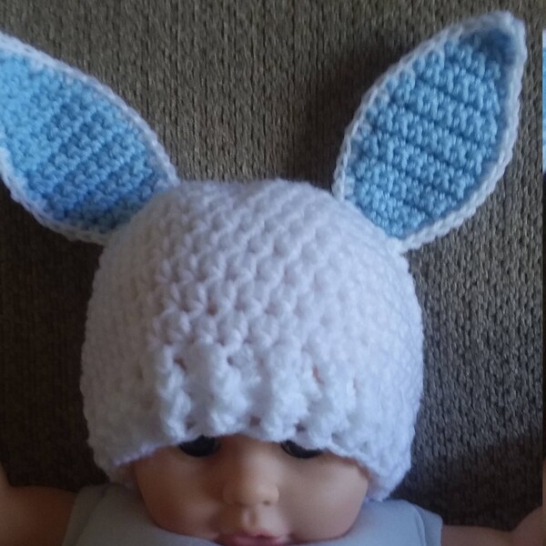 Crocheted Bunny Hat, Easter Bunny Hat, Rabbit Hat, Ready To Ship, Easter Photo Prop, Rabbit Photo Prop, Baby Shower Gift, Infant Easter Hat