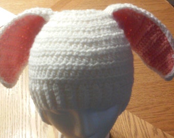 Crocheted Bunny Hat, Easter Hat, Childs Hat, Toddler Hat, Baby Hat,  Floppy Ear Bunny Hat, Photo Prop, Ready to Ship, Easter Bunny Hat