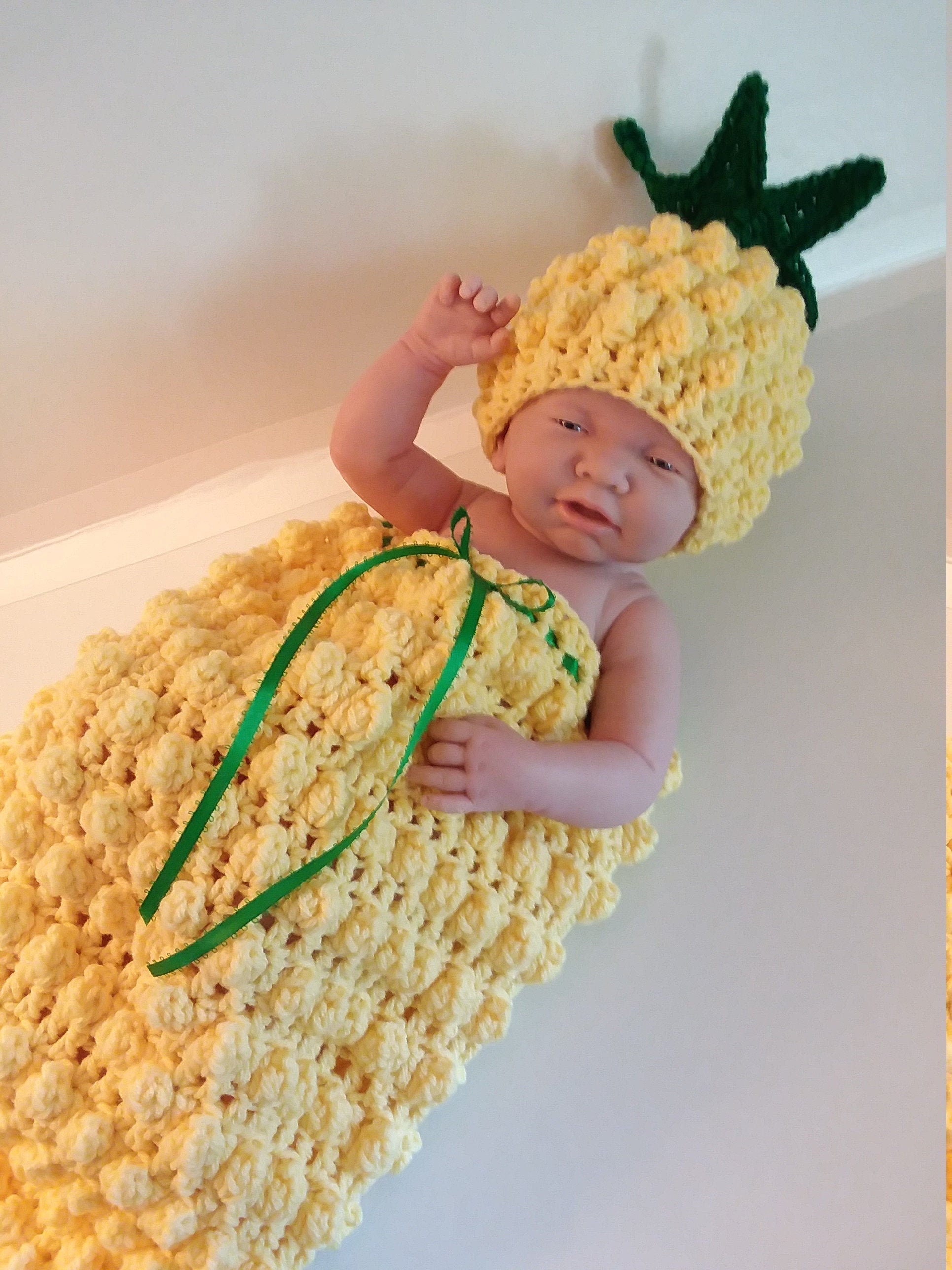 Crocheted Pineapple Baby Cocoon Set Pineapple Cocoon Crochet Etsy