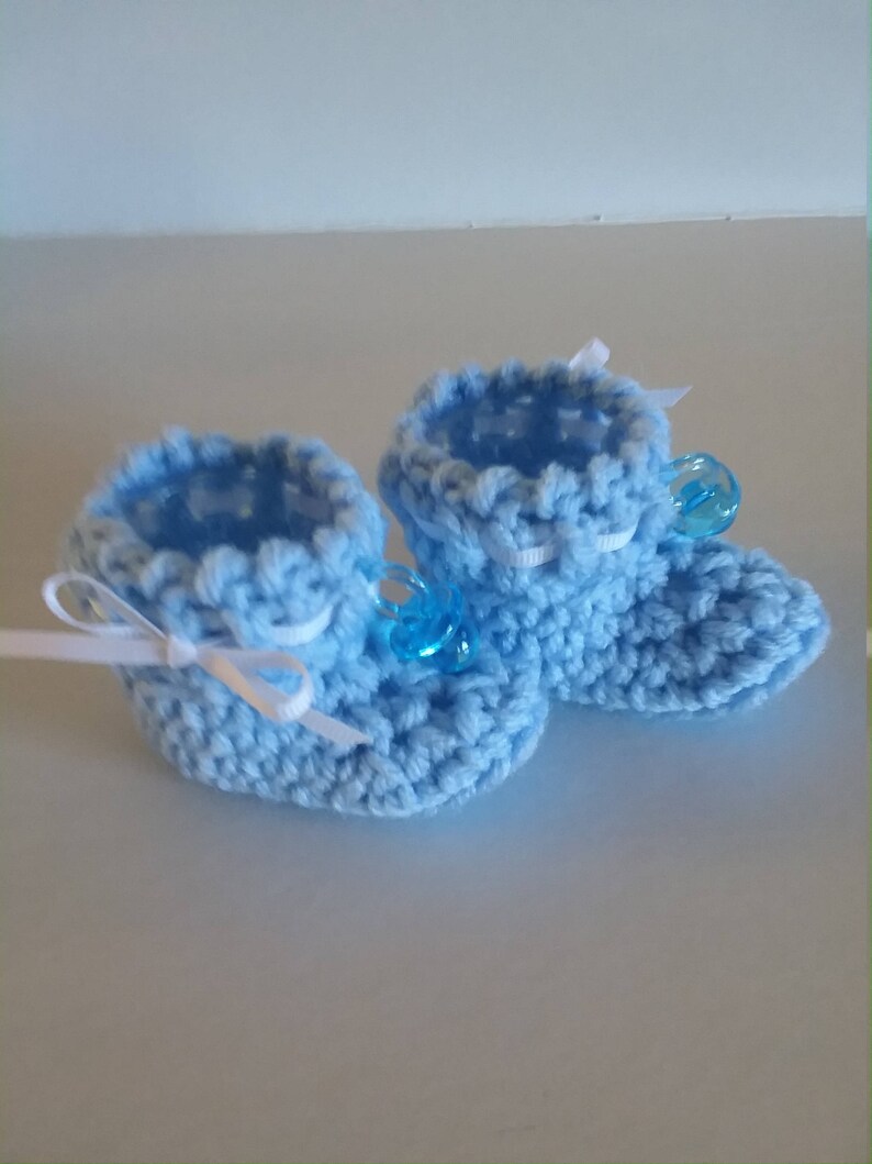 Crocheted Blue Baby Shower Bootie Party Favors Blue Booties Etsy