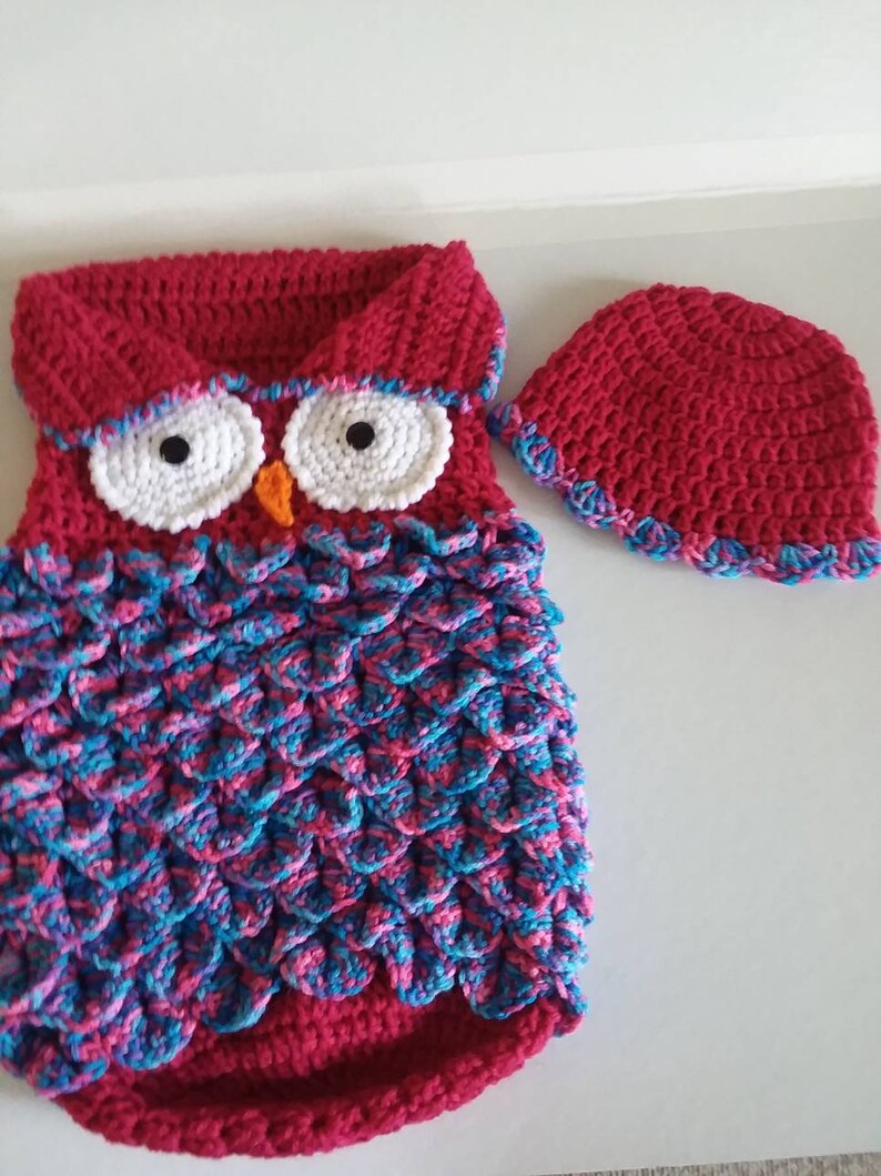 Crocodile Stitch Owl Cocoon Baby Owl Cocoon with Cap Crochet Etsy