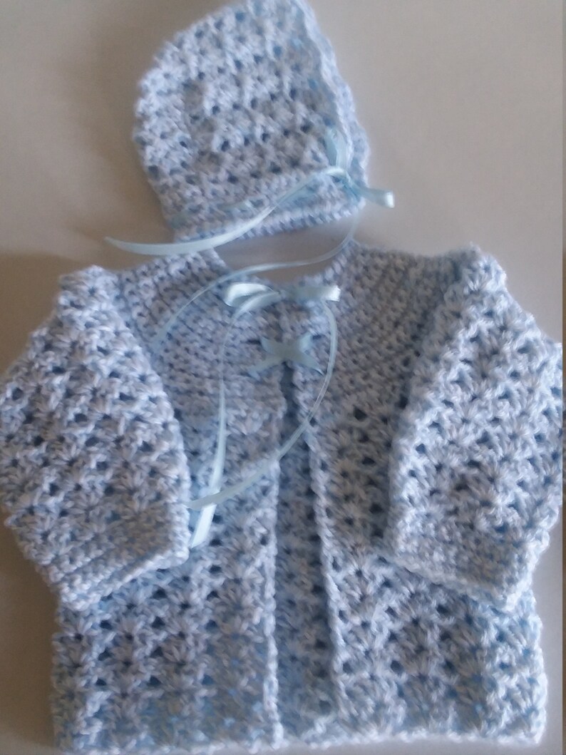 Crocheted Sweater Set Sweater Set Baby Sweater Blue Sweater Etsy