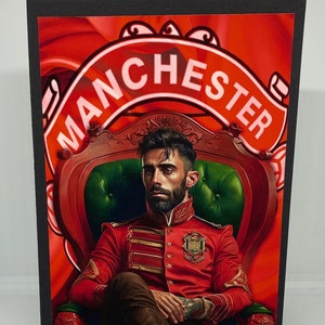 Tarjeta de felicitación del Manchester United. En blanco por dentro. Cualquier ocasión. Papá. Hermano novio sobrino hijo primo aproximadamente 5x8 pulgadas