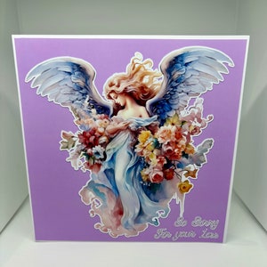 Désolé pour la perte de votre carte des anges. Carte de condoléances. Cartes d'ange avec fleurs