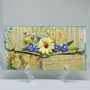 Spezieller einzigartiger Geld-/Geschenk-Umschlag im Vintage-Stil mit hübschen Blumen Inklusive hübscher Blankokarte für eine besondere Nachricht