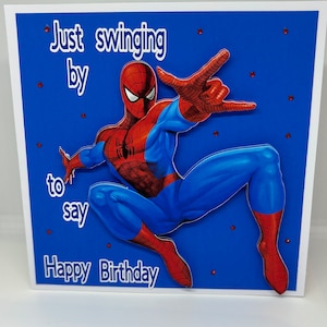 Cartão de aniversário do homem Sipder. cartão 3d. cartão decupado. cartão em branco. para filho, sobrinho, neto, pai, pai, amigo, avô