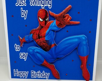 Spiderman Birthday Card: 3D Decoupage Blank Card