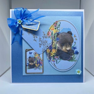 L-9 carte de vœux mignon ourson. Carte d’anniversaire pour sœur. Mère. Tatie. Meilleur ami. Fille. Grand-mère. Petite-fille Taille 8 x 8