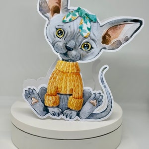 Cartão de saudações em forma de gatinho esfinge-esfinge de bebê fofo. Ideal para quem acaba de receber um gato na sua vida