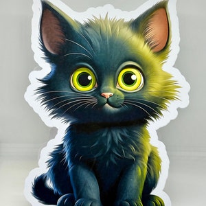 Jolie carte d'anniversaire en forme de chat noir. Maman. Mère. Sœur. Fille. Petite-fille. Fils. Nièce Nan. grand-mère