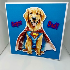 Cartão de felicitações do Dia dos Pais do super pai. Cães. Animais. Cães de desenho animado.