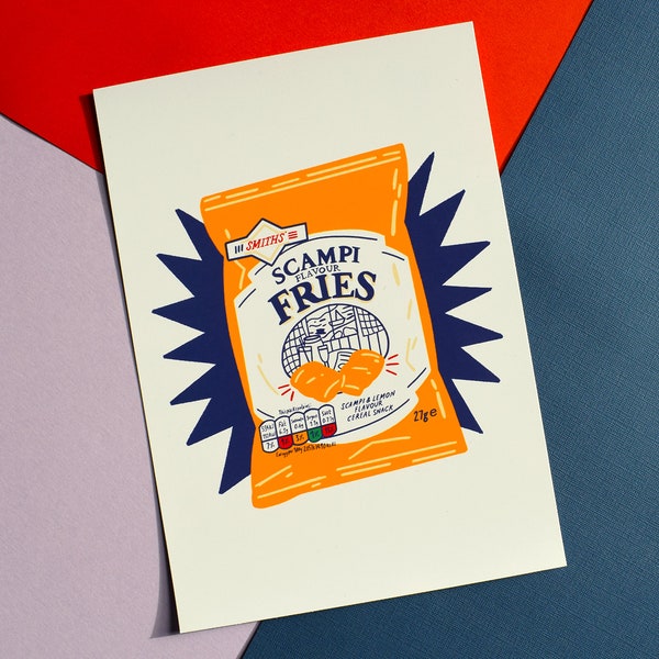 A5/A4 Scampi flavour fries - art illustration print - crisps art print