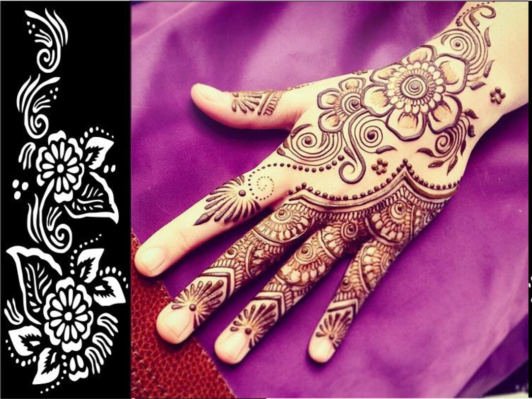 New henna Temporary Tattoo Glitter stencil sticker Body Art Etsy