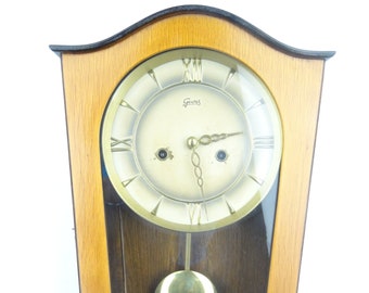 JUNGHANS GEWES Mid Century vintage Wall Clock Retro Design Antique Wall 8 day Clock Pendulum (Kienzle Mauthe Hermle era)