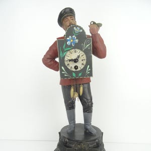 Antique Table Clock Vintage TOP Figure Clock Seller Man of Time Dutch Mid Century Old Mantle Clock