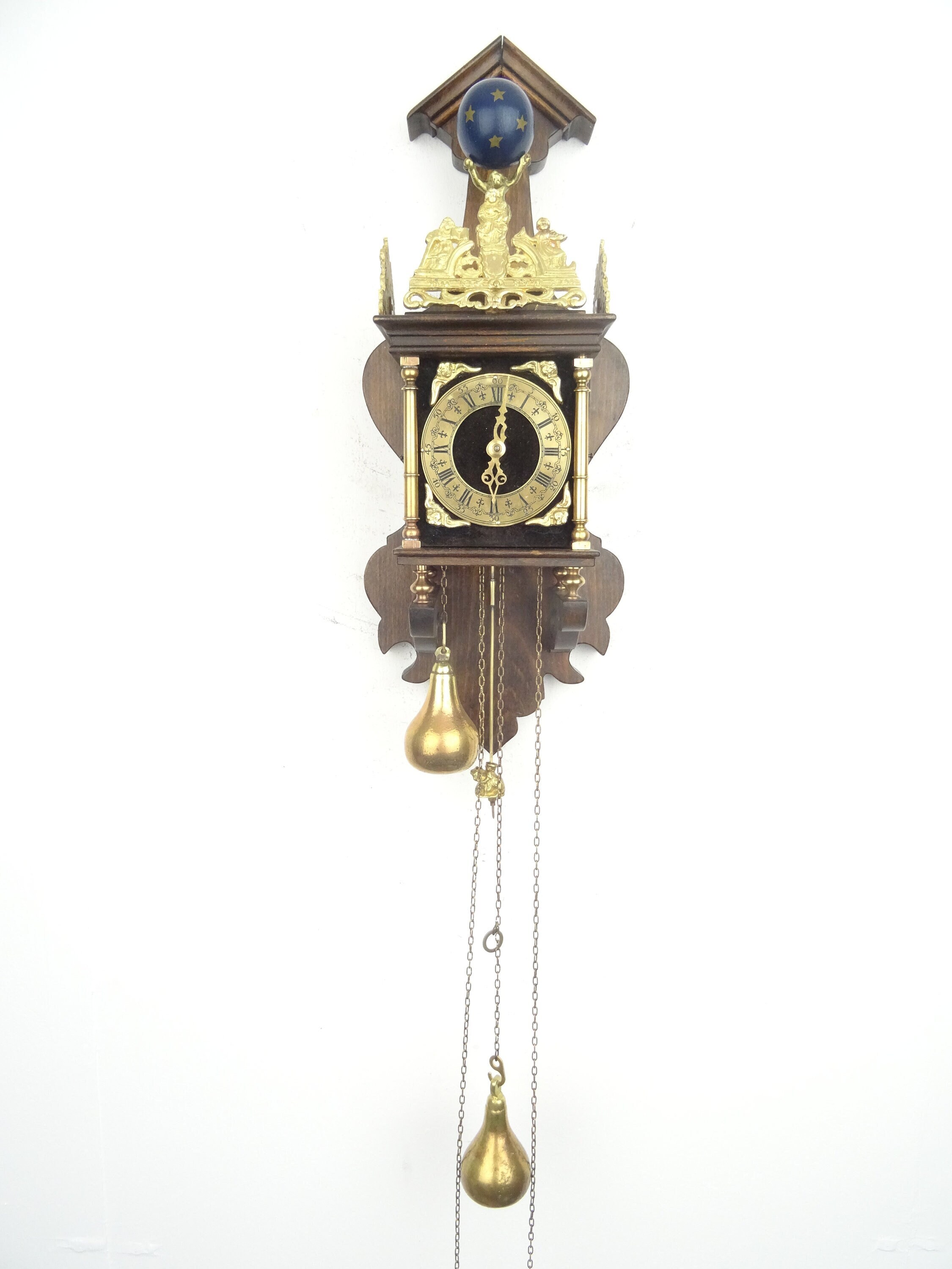 Mantel Monumental holländische zaanse clock pendeluhr wanduhr figurenuhr Leber
