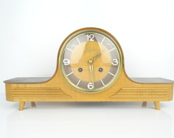 German Vintage Antique JUNGHANS Mantel Mantle Desk Table Shelf Clock (Warmink Wuba Mauthe Hermle era)