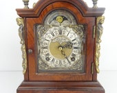 Vintage Antique Mantel Clock Dutch Warmink Wuba Moon phase Mantle Desk Table Bracket Shelf 8 day (Junghans Mauthe Hermle era)