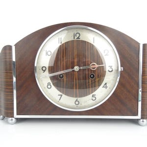 Antique Table Clock MASTERPIECE Old German Junghans Jugendstil Wooden Mantle Clock
