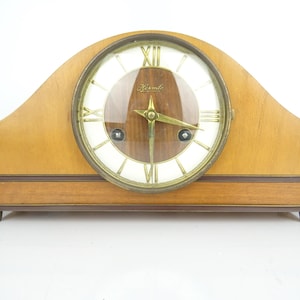 Vintage Table Clock German Antique Mantle Clock Stunning HERMLE Minimalist Mid Century Clock
