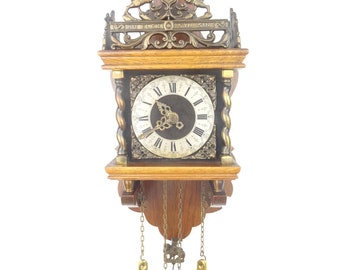 Antique Vintage Zaanse Zaandam Warmink Wuba Wall Clock Dutch 8 Day Clock with Pendulum Holland Netherlands (Junghans Hermle Kienzle era)