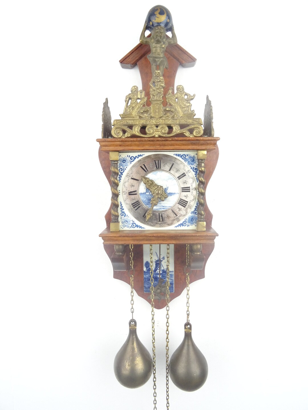 Zaanse Antique Vintage Wall Clock DELFT TILES 8 Day Pendulum Etsy