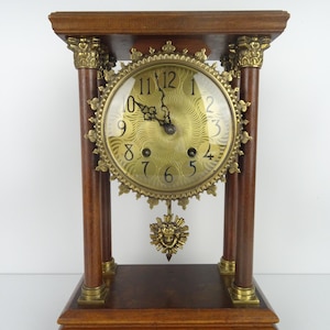 Vintage Table Clock BEAUTIFUL Dutch Antique Mantle Clock Pillar Warmink Decorative Mid Century Clock Table