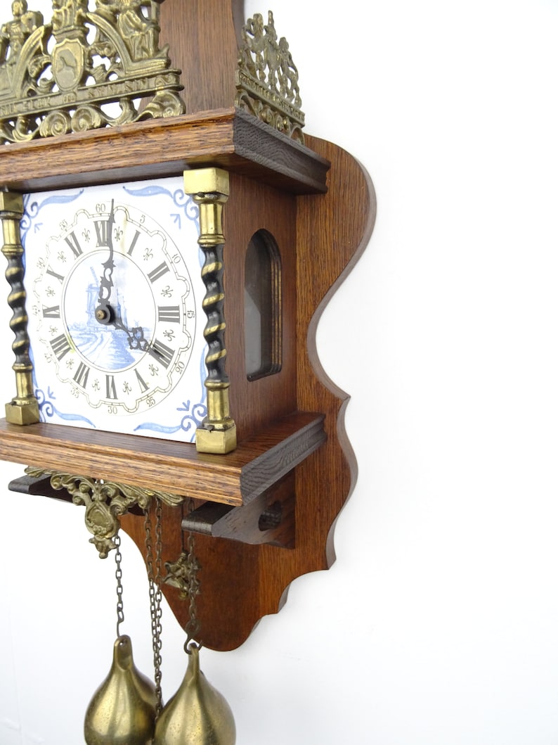 Zaanse Antique Vintage Wall Clock DELFT TILES 8 Day Pendulum Etsy