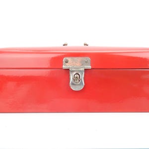 Vintage Antique Enamel Enamelware Dutch Bread Box Bin Large Storage Red Kitchen