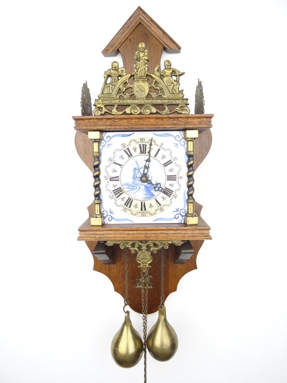 Zaanse Antieke Vintage Wandklok DELFT TEGELS 8 Dagen Slinger Etsy