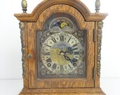Vintage Antique Mantel Clock Dutch Warmink Wuba Moon phase Mantle Desk Table Bracket Shelf 8 day (Junghans Mauthe Hermle era)