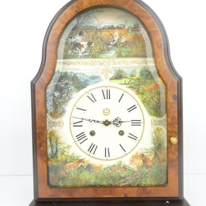 Antique Table Clock MASTERPIECE Old German Black Forest Wooden Mantle Clock