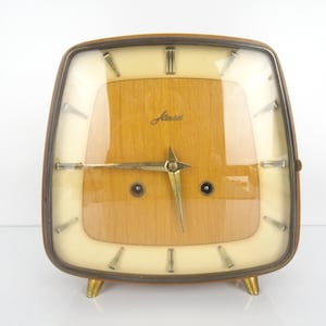Vintage Table Clock German Antique Mantle Clock Stunning HAID Minimalist Mid Century Clock