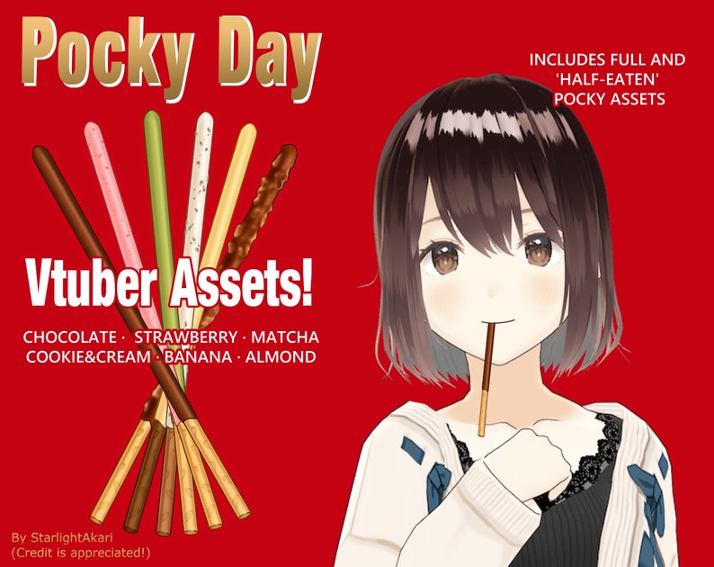 Pocky Day 11.11 Vtuber Assets Etsy