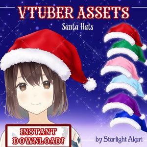 Vtuber / PNGtuber - Santa Hat Asset - Colección de vacaciones de invierno