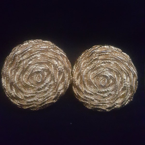 Paolo Gucci Gold Tone Braided Rope, Flower Clip Earrings.